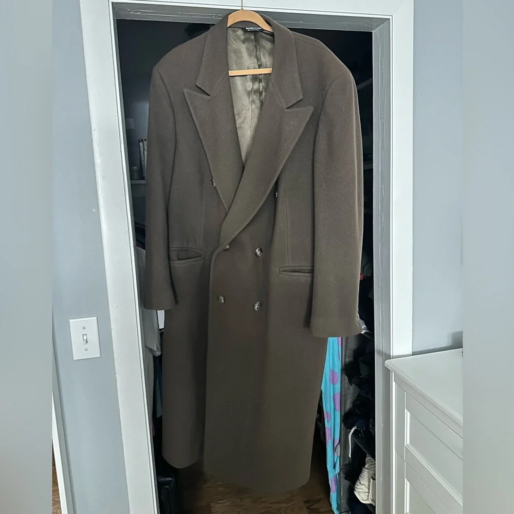Dior Double-Breasted Long Trench Coat in Dark Brown